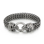 Punk Rock Man Bracelet Stainless Steel Wide Skull Head Link Chain Bracelets for Men Gothic Men's Bikers' Jewelry