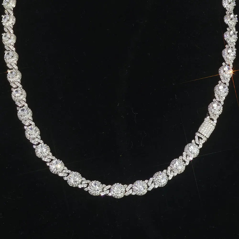Iced Out Cuban Chain Necklace Stainless Steel Bead