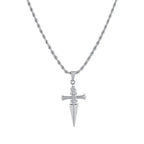 Stainless Steel Sword Cross Pendant Necklaces Twists or Link Chain Hip Hop Punk Choker Necklace for Women Men Jewelry