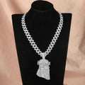 Men Women Hip-hop Punk Jesus Pendant Necklace Stylish Iced Out Full Inlaid Diamonds Cuban Chain+ Large Pendant Jewelry