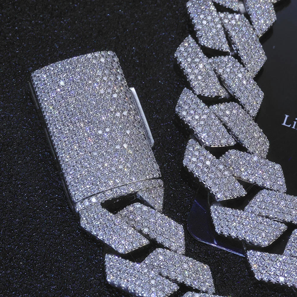925 Silver Cuban Moissanite Bracelet VVS 15MM
