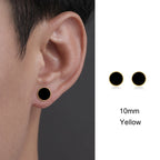 Trendy HipHop Titanium Steel Round Men's Stud Earrings Hippie Stainless Steel Black Drip Earings for Men Couple