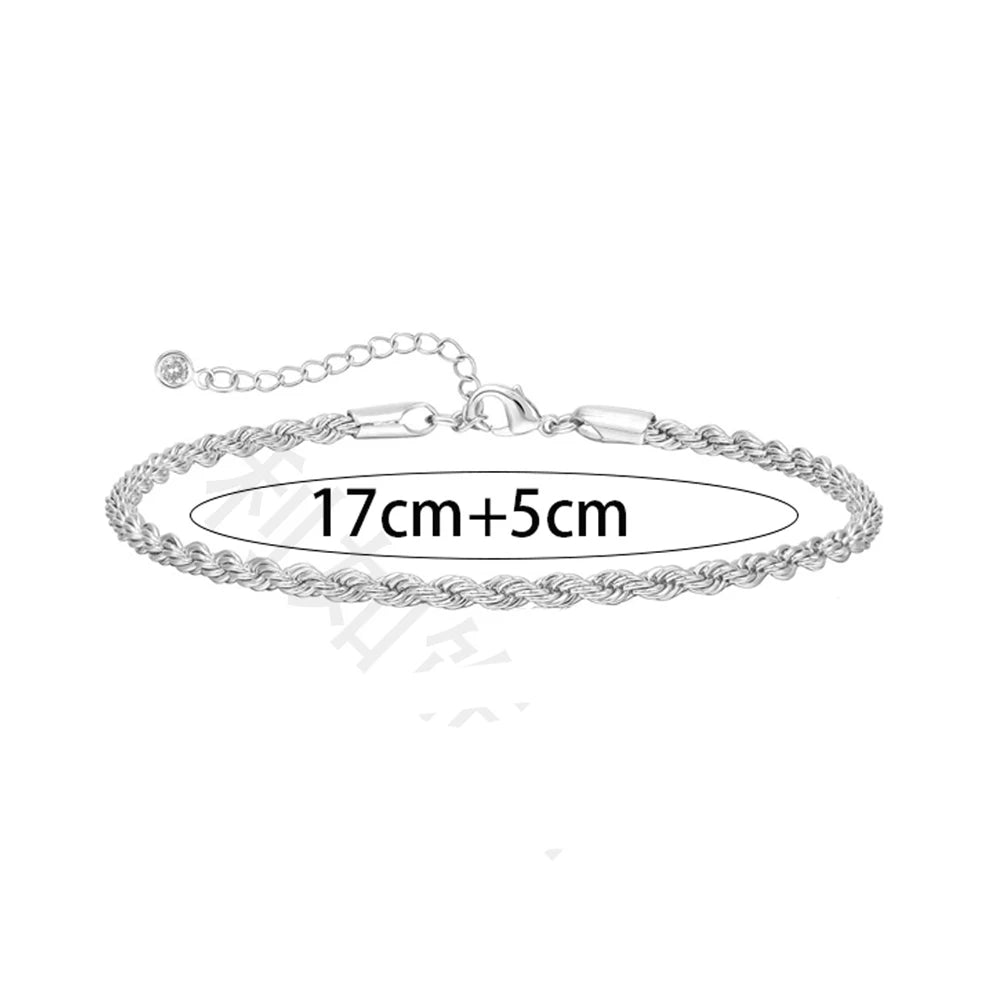 1 or 2 Pcs Chain Bracelet for Men 925 Sterling Silver Stainless Steel Bracelets Rope Cuban Link Bracelet Set for Men