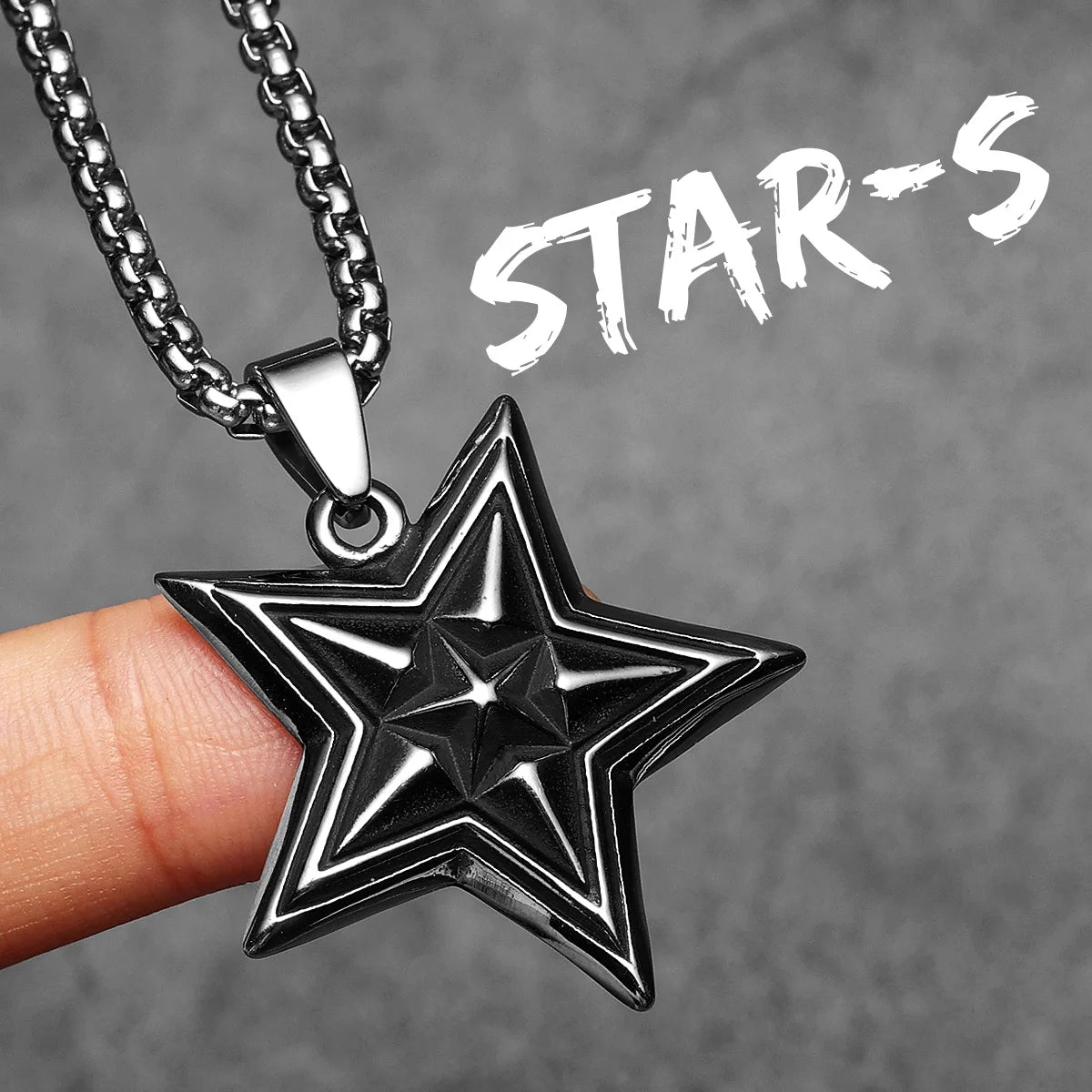 Star Pentagram Pendant Necklace Stainless Steel