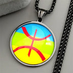 Steel Pendant Africa Berbers Symbol Glass Amazigh