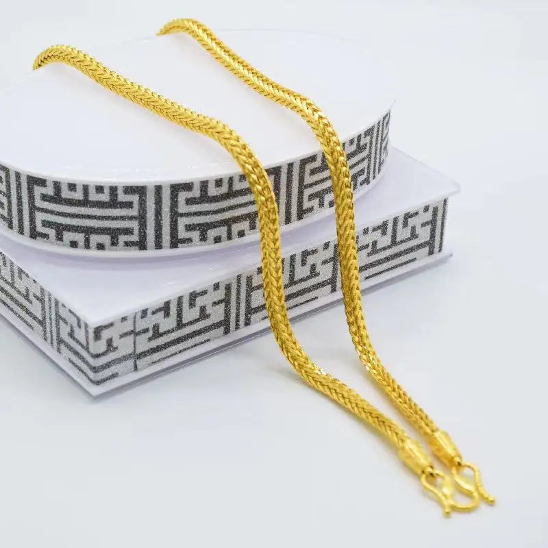 Men's 24K Gold Snake Bone Necklace, AU999 Exquisite Craftsmanship