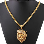 The Lion Head Alloy Men's Necklace Personality Crown Lion Hip Hop Rock Pendant Punk Fashion Jewelry Accessories