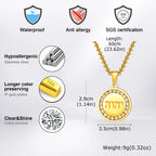 Hebrew Zircon Round Pendant — Stainless