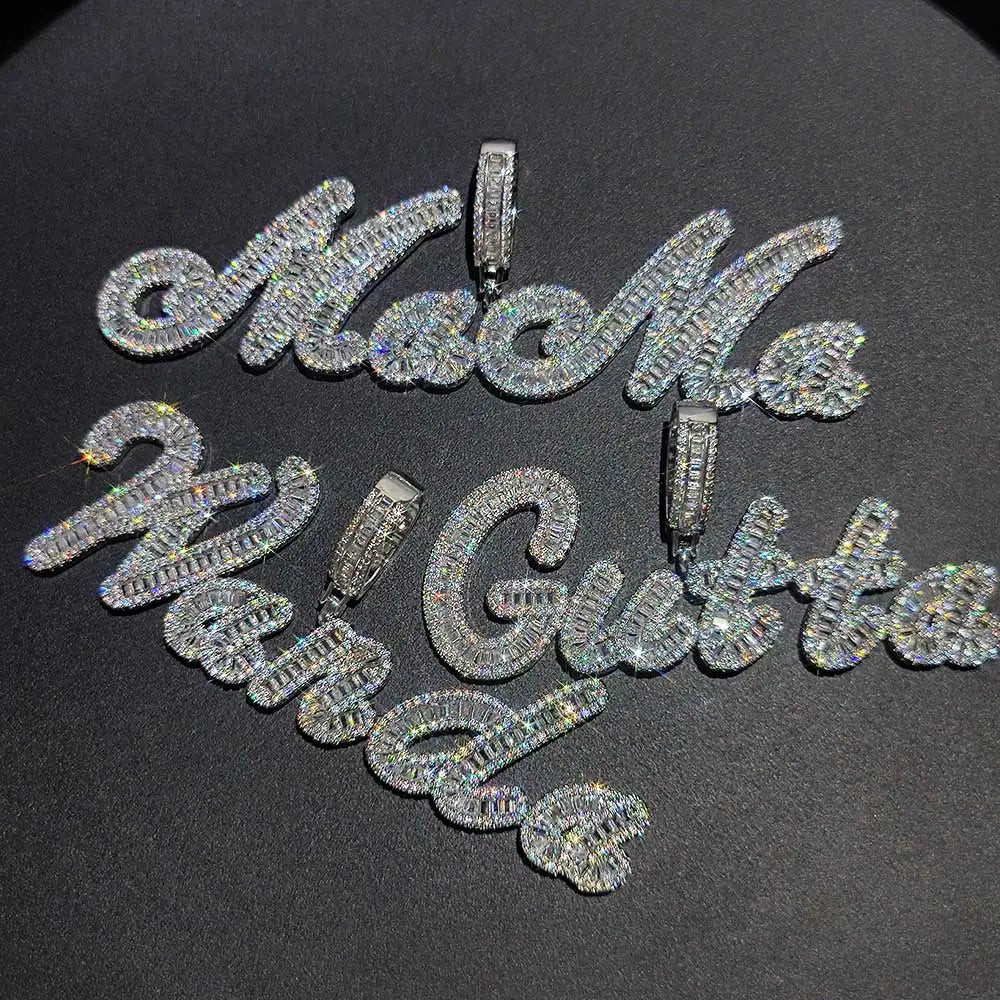 Iced Out Letter Pendant Necklace Gold
