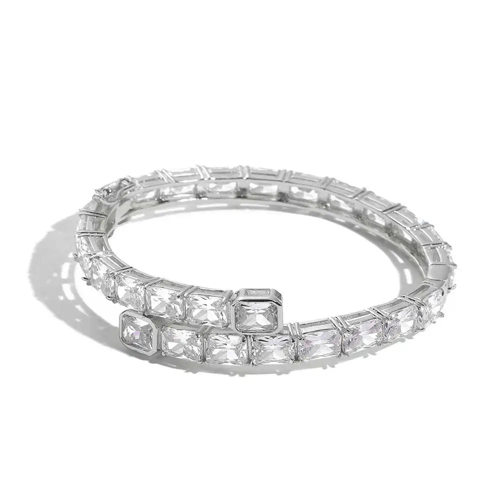 Iced Out Rectangle Bracelet Stainless Steel CZ