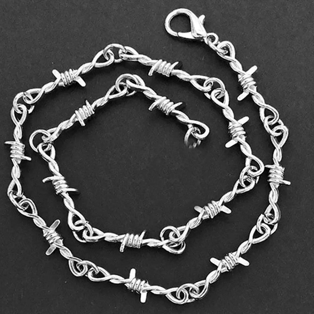 Gothic Barbed Wire Pendant Necklace