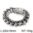Personalized Skull Bracelet Men‘s Punk Chunky Stainless Steel Accessories Polished Gold Color Cuban Chain Trendy Jewelry