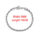 Rope Chain Bracelet 3-4mm — Stainless Steel
