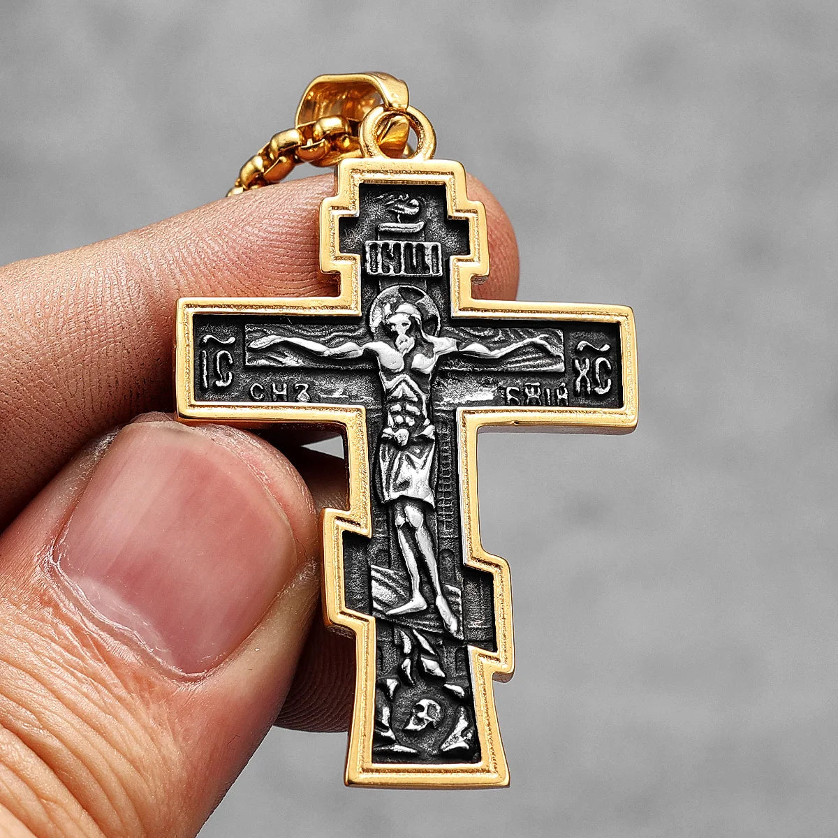 INRI Jesus Cross Pendant Necklace — Stainless Steel