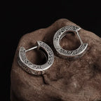 Gothic Spiked Hoop Earrings Small Textured Huggie — Two-Tone