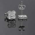 Silver Iced Out Four Leaf Clover Stud Earrings
