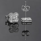 Silver Iced Out Four Leaf Clover Stud Earrings