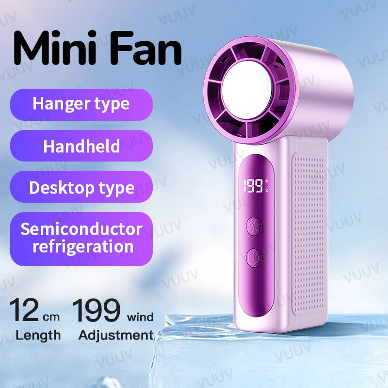 VUUV 2000mAh Portable Fan Rechargeable 5 Speed Mini Air Conditioner Small Fan Air Cooler with LED Digital Display