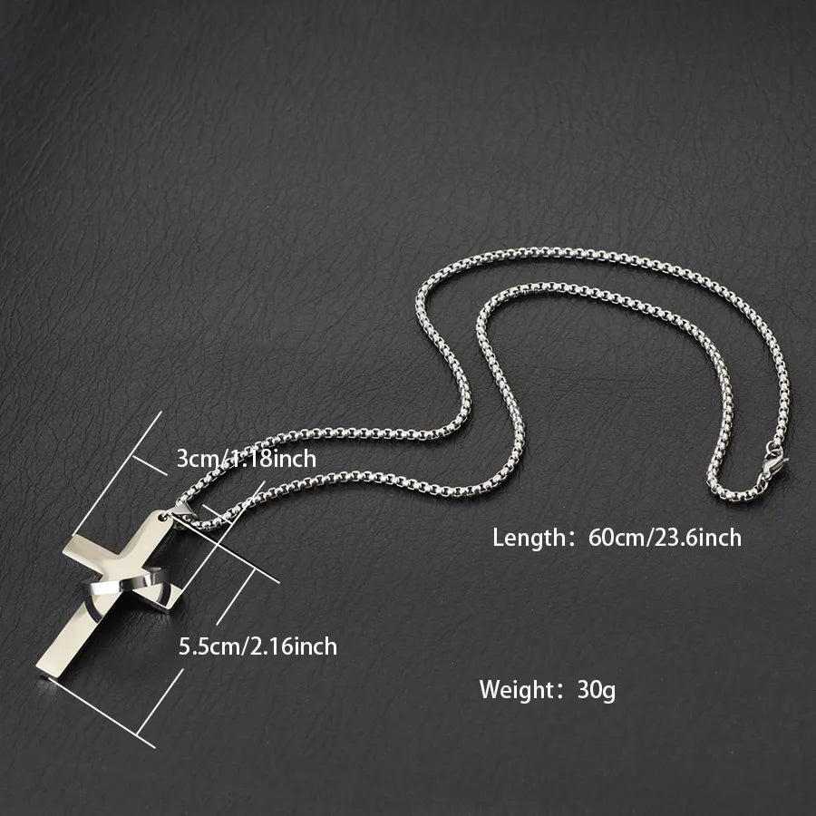 Fashion Men Necklace Unfading Not Allergic Stainless Steel Cross Collar 24 Inches Pendant Jewelry Hiphop Rock Casual