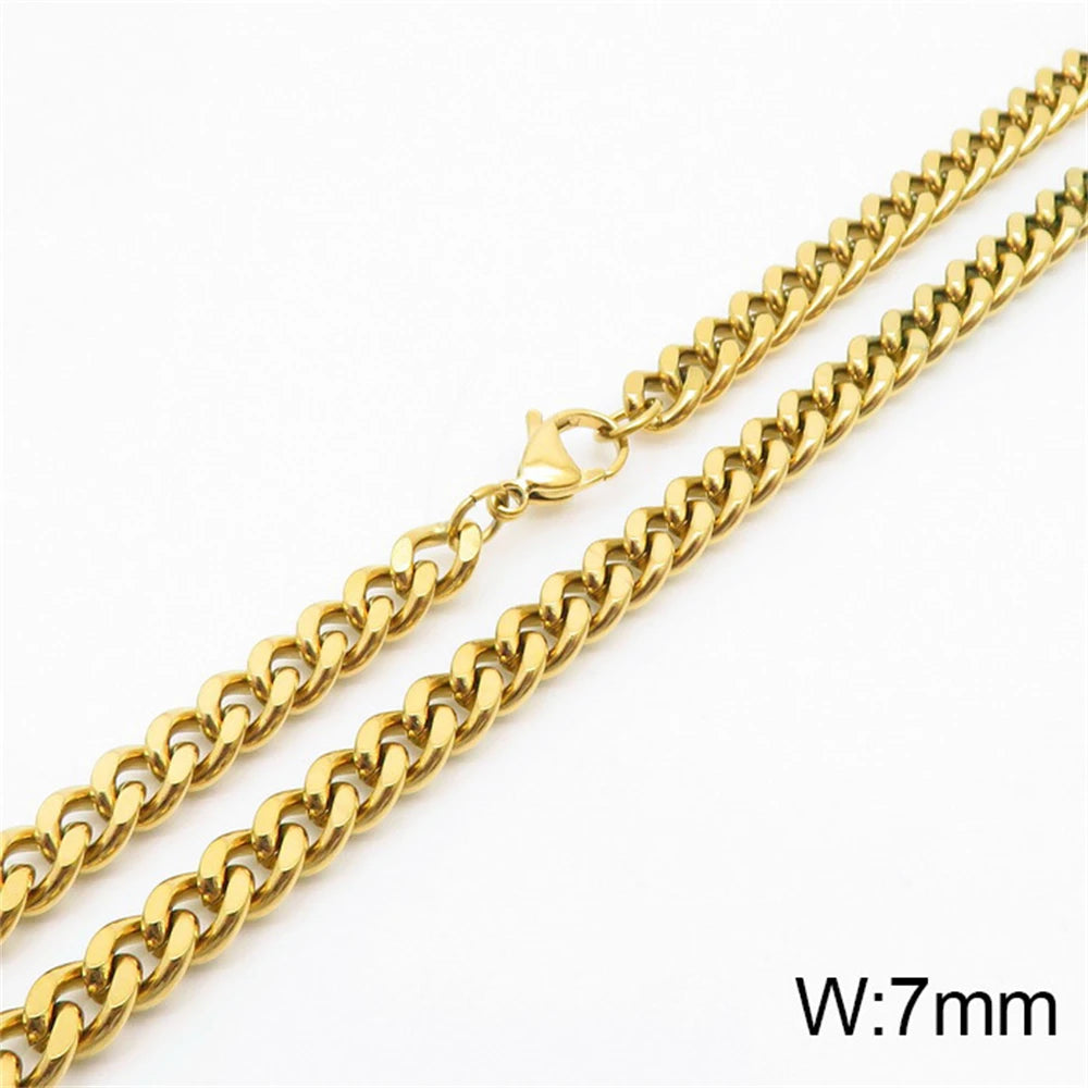 Punk Curb Cuban Link Chain Men Women Stainless Steel Long Necklace Fashion Tide Hip Hop Sweater Accessories Party Jewelry Gifts