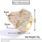 Iced Out Round & T-Shaped Cuban Cross Ring — Copper Alloy