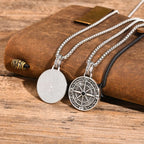 Vintage Compass Coin Pendant Necklace — Stainless Steel