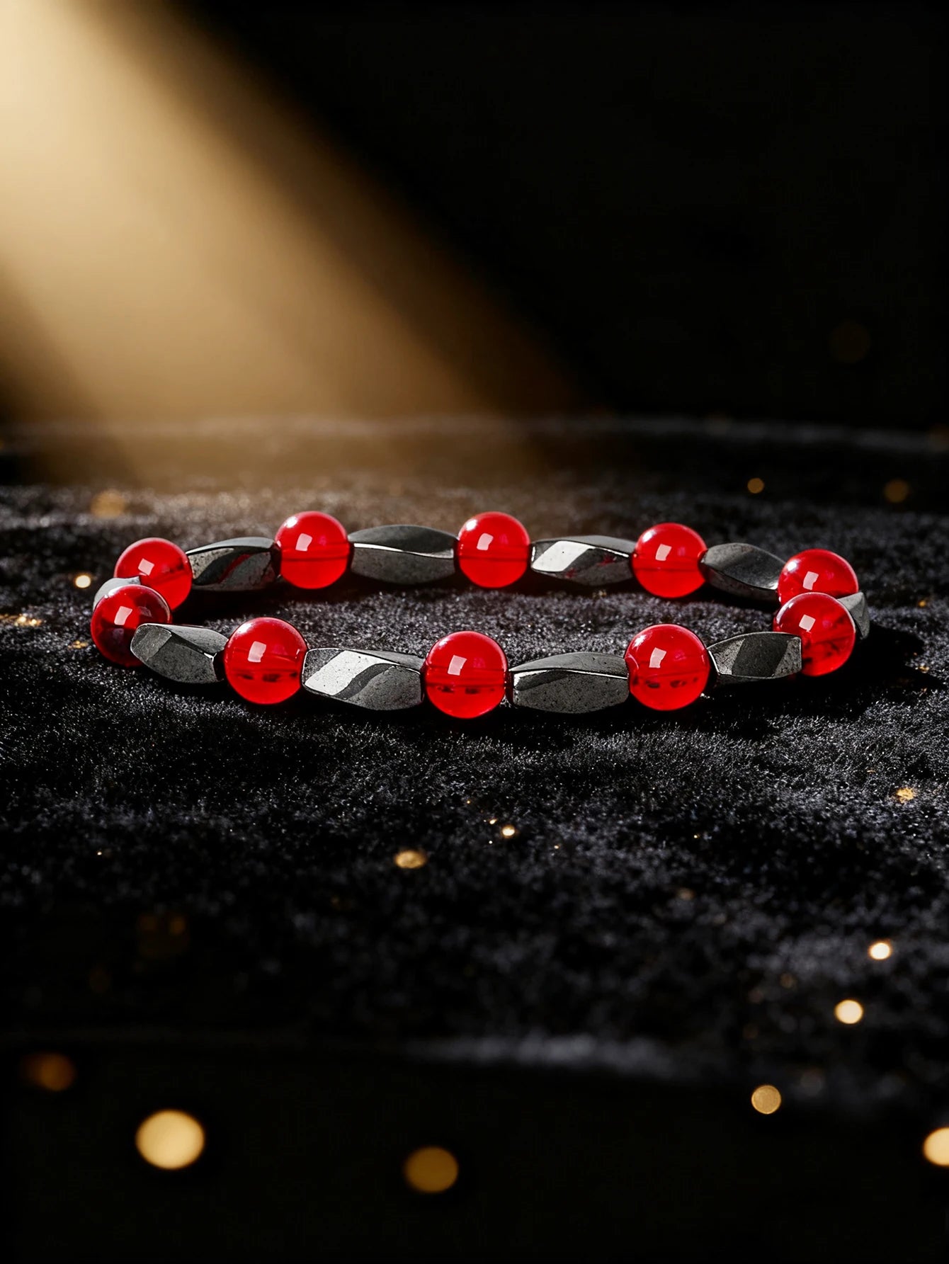 Hematite Stone Bracelet Handmade Woven with Gold color Spacers Cylinder Beads Leather for Energy Protection Reiki Charm Jewelry