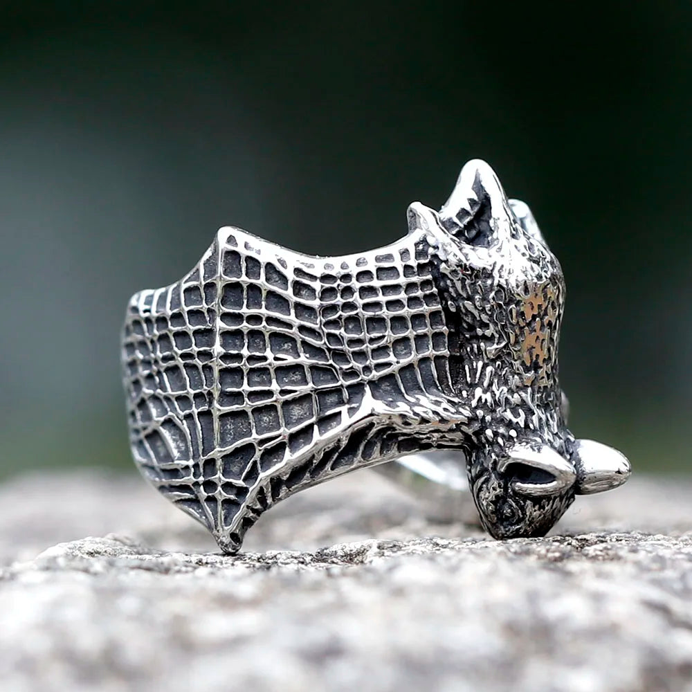New Design Stainless Steel Bat Ring Detailed Punk Biker Animal Jewelry High Quality Gift Accessories For Gift Free