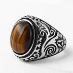 Gothic Dropshipping New Unisex 316L Stainless Steel Cool Punk Classic 3 Colour Stone Ring Pattern Hollowing Anels Anniversary
