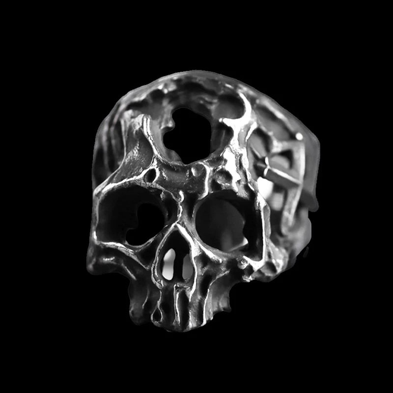 Onlysda Cool Men's Calvarium Skull Ring With Cross Gothic 316L Stainless Steel Biker Anel Motorcycle Band jewellery Gift