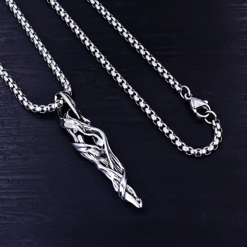 Silver Vintage Box Chain Pendant Necklace Minimal