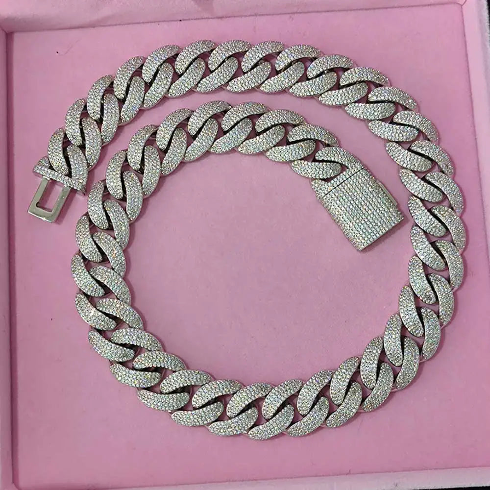 Iced Out Cuban Necklace Stainless Steel 20MM 4-Row