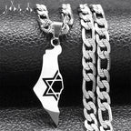 Israel Star of David Map Necklace — Stainless Steel