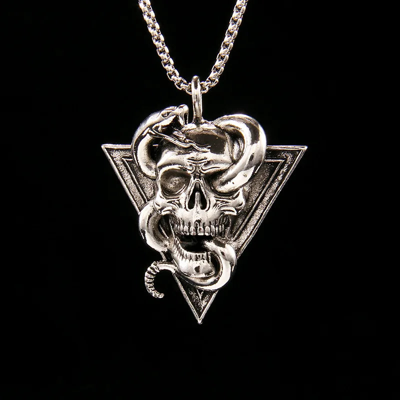 Skull Steel Pendant European American Snake Wrapped