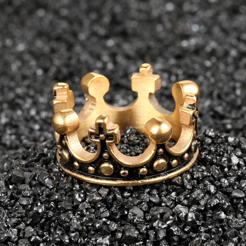 316L Stainless Steel Vintage Royal Crown Man Men Rings Punk Rock Hip Hop Creativity for Male Boyfriend Jewelry