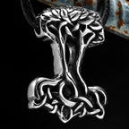 Viking Thor Hammer Pendant Men Yggdrasil Tree of Life Necklace Retro Stainless Steel Nordic Chain Rock Rap for Male