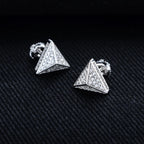Iced Out Triangle Stud Earrings — 925 Silver