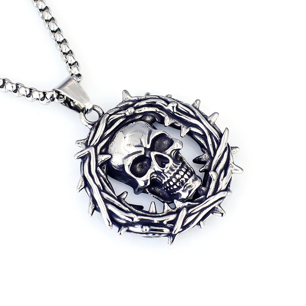 Thorns Skull Pendant Necklace — Gothic