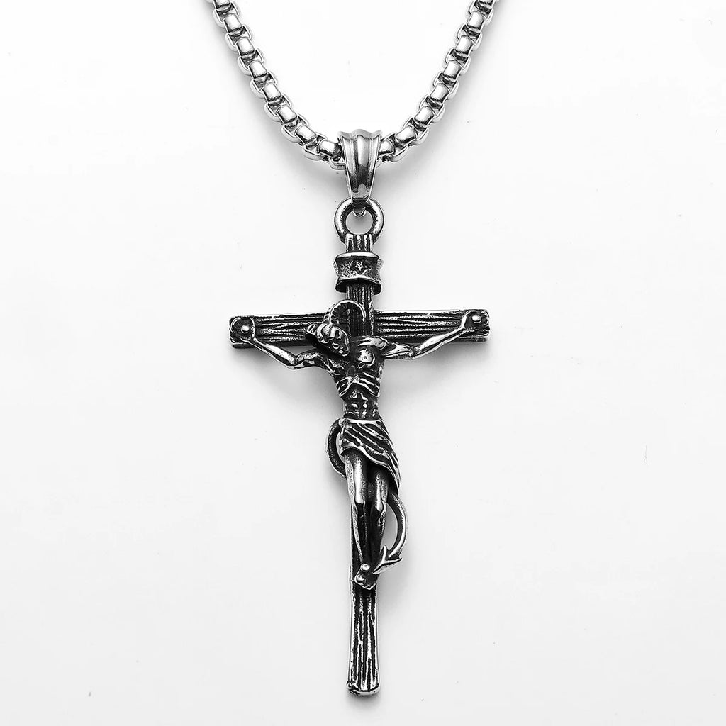 Cross Demon Pendant Necklace Stainless Steel