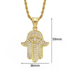 Hamsa Hand of Fatima Necklace Pendant & Chain For Men Women's Gold Color Stainless Steel Palm Necklaces Turkish Jewelry