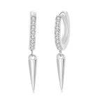 Iced Out Spike Dangle Earrings Stainless Steel