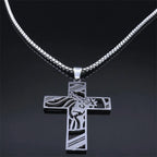 Christ Jesus Cutout Pendant Necklace — Stainless Steel Box Chain
