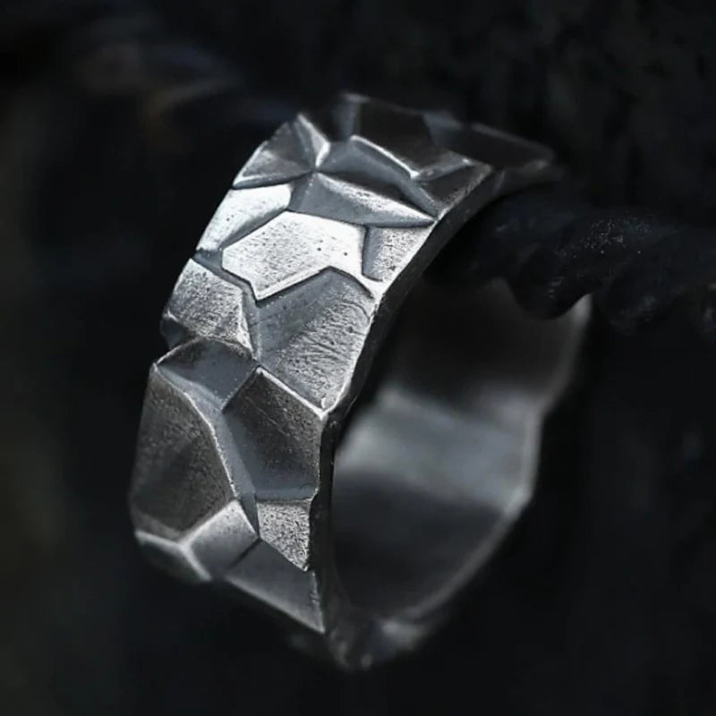Retro Men's Ring with a High Grade feel Thai Silver Trendy Men's Niche Cutting Face Rings Personalized Finger Jewelry KOFSAC