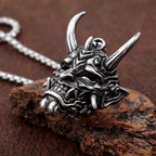 Gothic Stainless Steel Fang Demon Mask Pendant Necklace Retro Punk Style Biker Monster Skull Necklace Men Chain Jewelry Gift