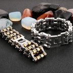 Punk Rocker Bikers' Bracelet for Man 24MM Width Stainless Steel Bicycle Link Chain Men's Bracelets Wristband Jewelry