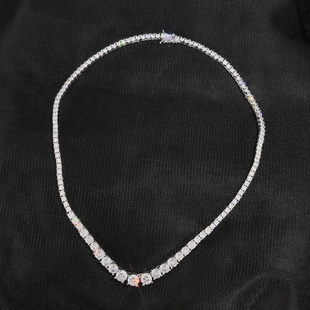 Tennis Chain Necklace Stainless Steel Gradient CZ