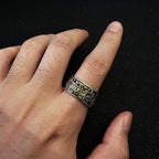 Retro Taotie Chinese Mythology Adjustable Open Ring For Men Punk Gothic Edgy Copper Jewelry Handmade Unisex Accessories Gift