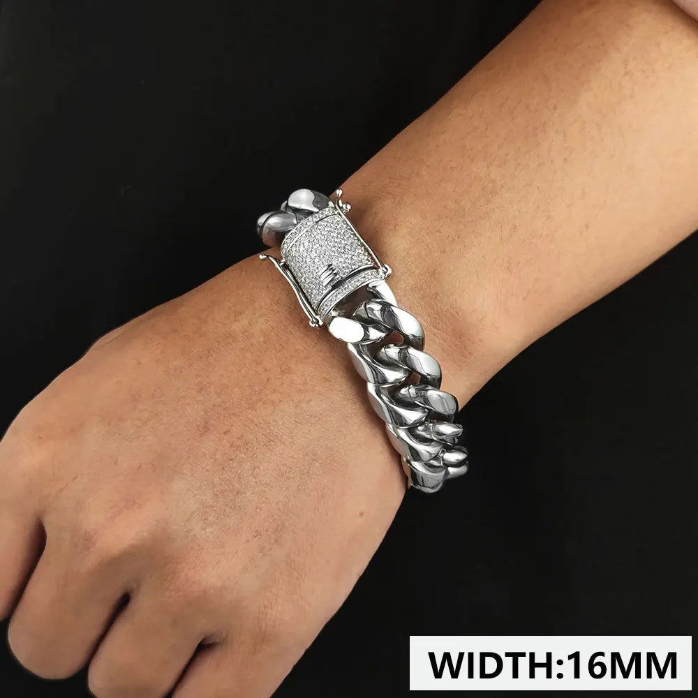 Iced Out Cuban Bracelet Stainless Steel Miami