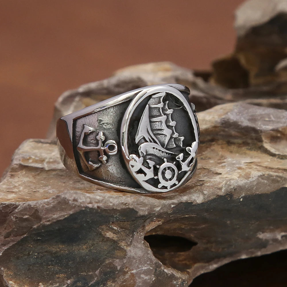 Pirate Compass Ring — Stainless Steel