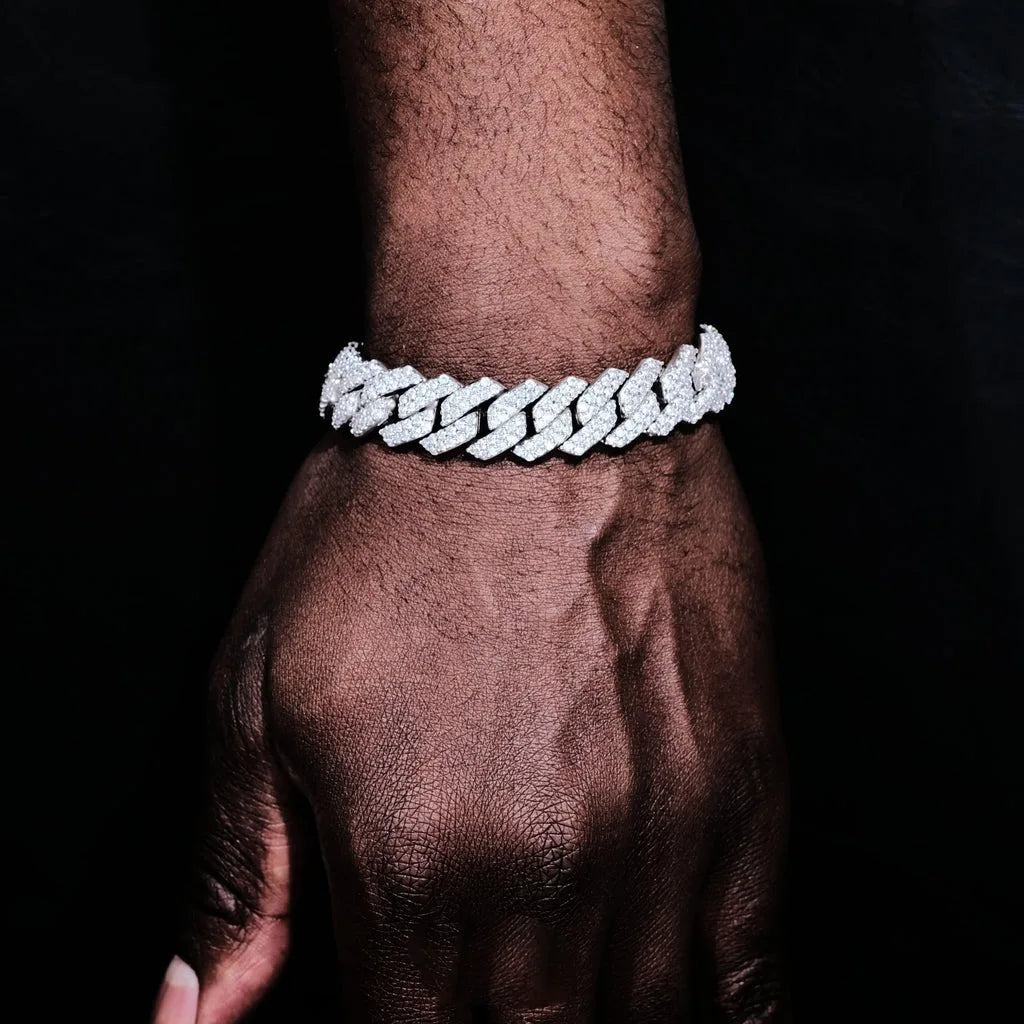 14mm Hip Hop Iced Out Cuban Link Bracelet Bling 5A Cubic Zirconia Miami Prong Bracelets Fashion Jewelry Gift for Men Women